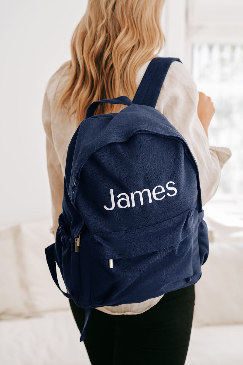 Navy Personalised Backpack (Gunmetal Zipper)