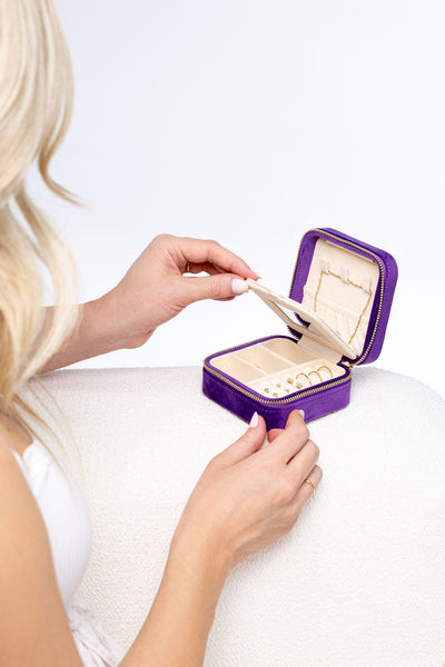 Personalised Velvet Jewellery Box - Amethyst