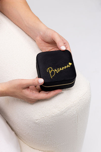 Personalised Velvet Jewellery Box - Black