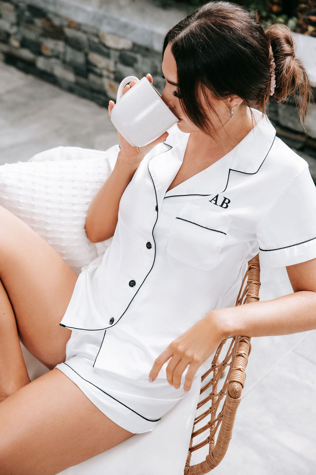 Luxury Satin Personalised PJ Set - White