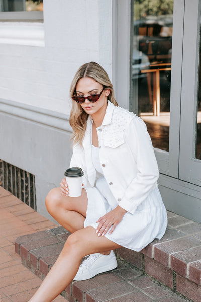 White Pearl Denim Jacket