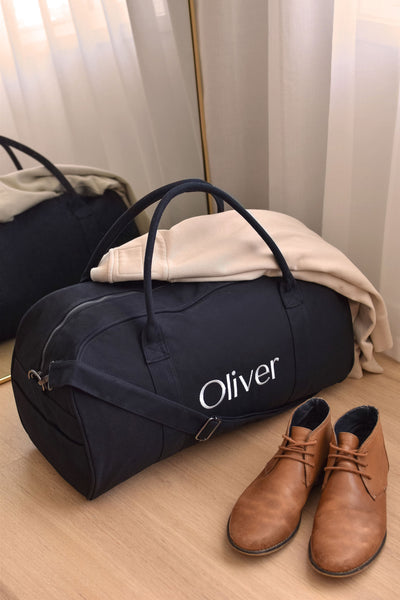 Black Personalised Bag Set (Gunmental Zipper)