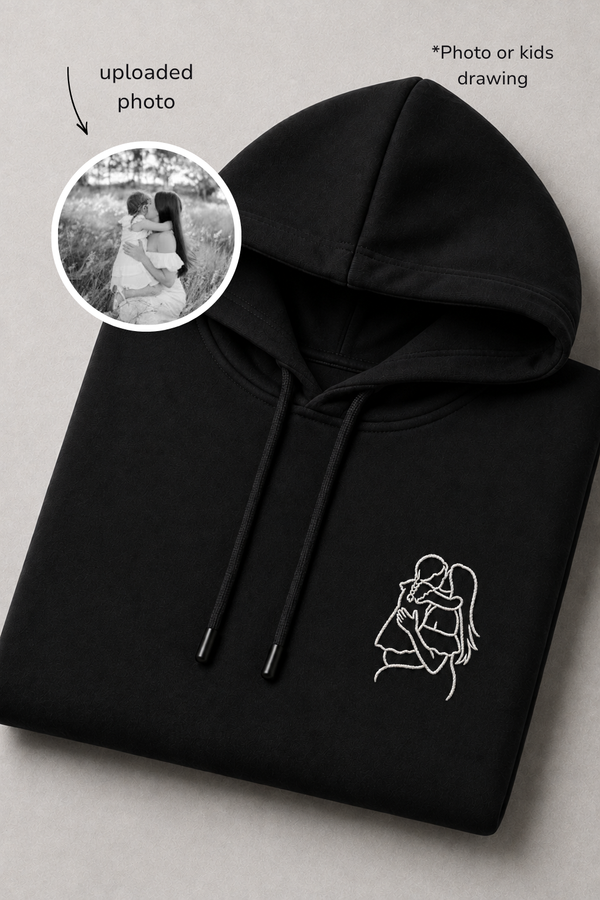 Ladies Line Drawing Personalised Hoodie - Black