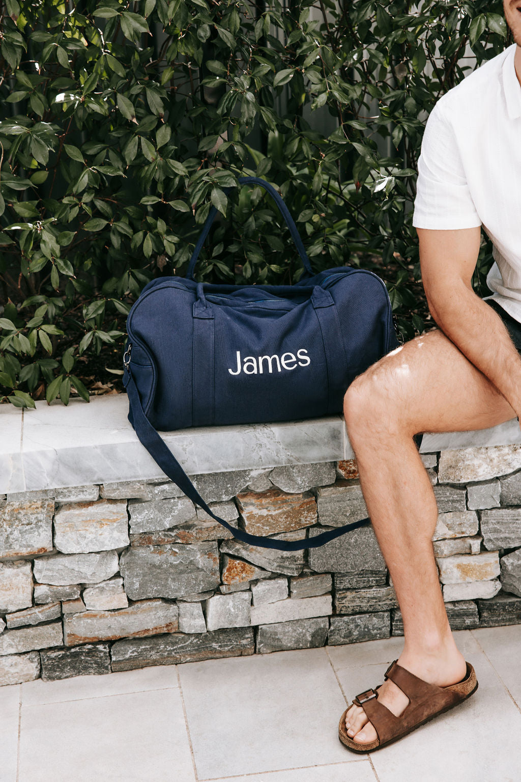 Navy Personalised Duffle Bag (Gunmetal Zipper)