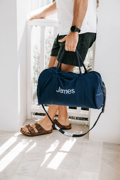 Navy Personalised Duffle Bag (Gunmental Zipper)