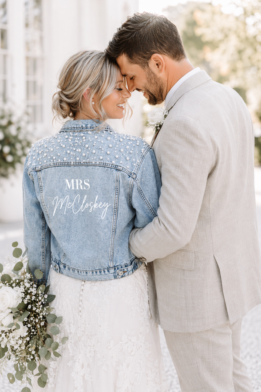 Bride Jacket Embroidered Denim Jacket Wedding Bridal Denim Jackets The Label House Collection Personalised