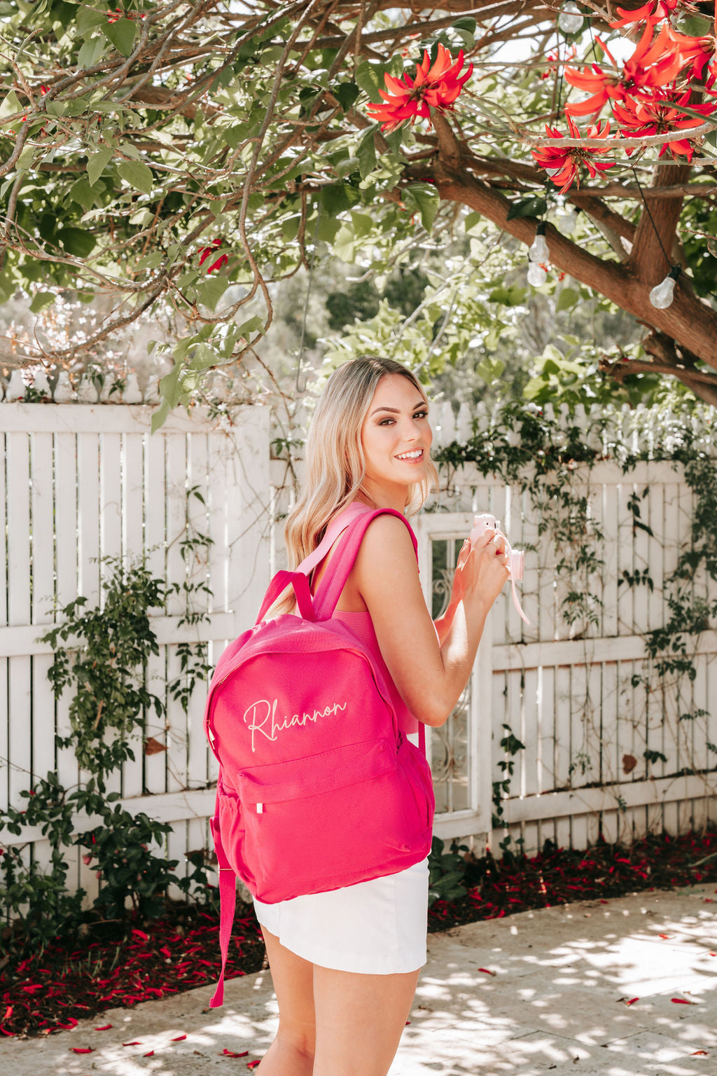Raspberry Guess Backpack Raspberry Personalised Embroidered Backpack – The Label House Collection