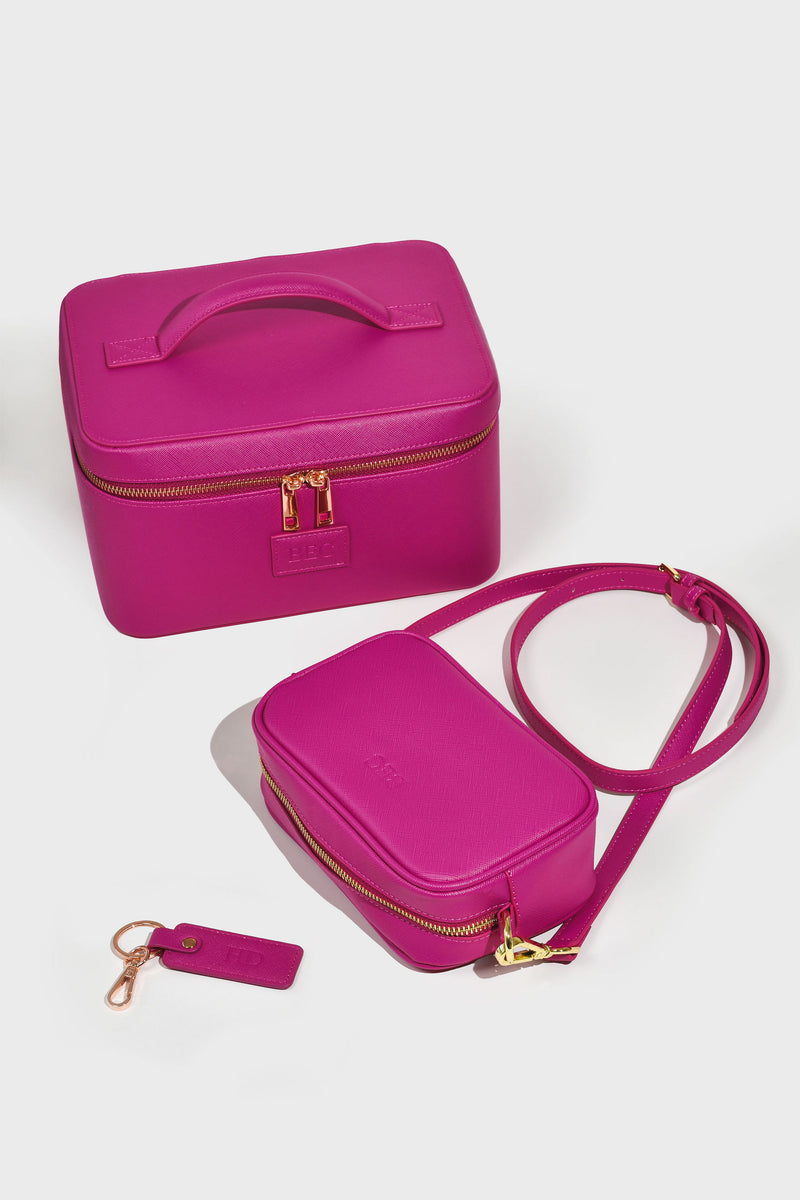 Bundle - Handbag, Cosmetic Case, Keyring - Raspberry