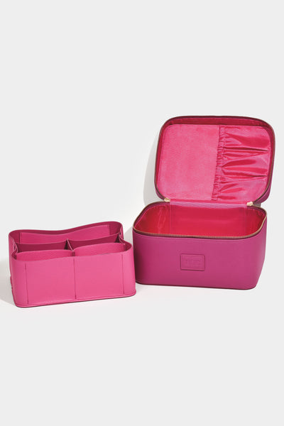 Raspberry Personalised Leather Cosmetic Case