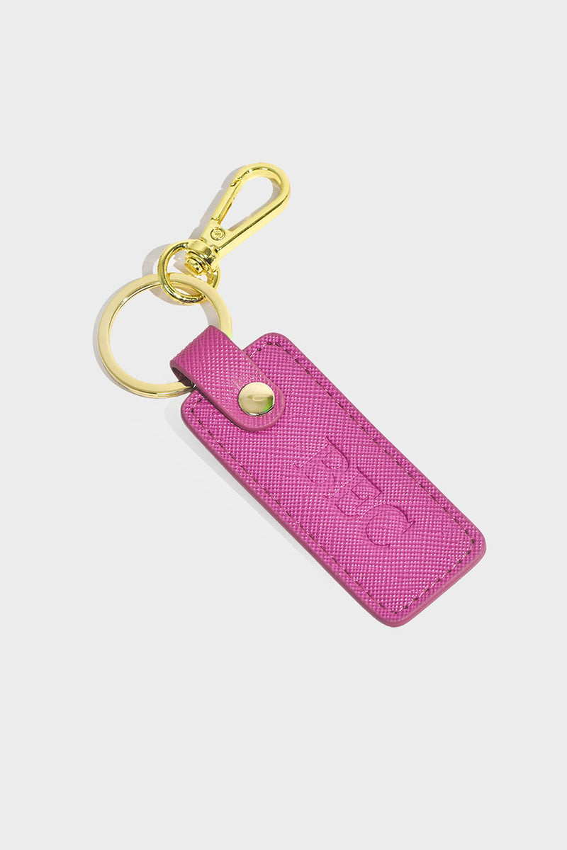 Raspberry Personalised Leather Keyring (Gold)