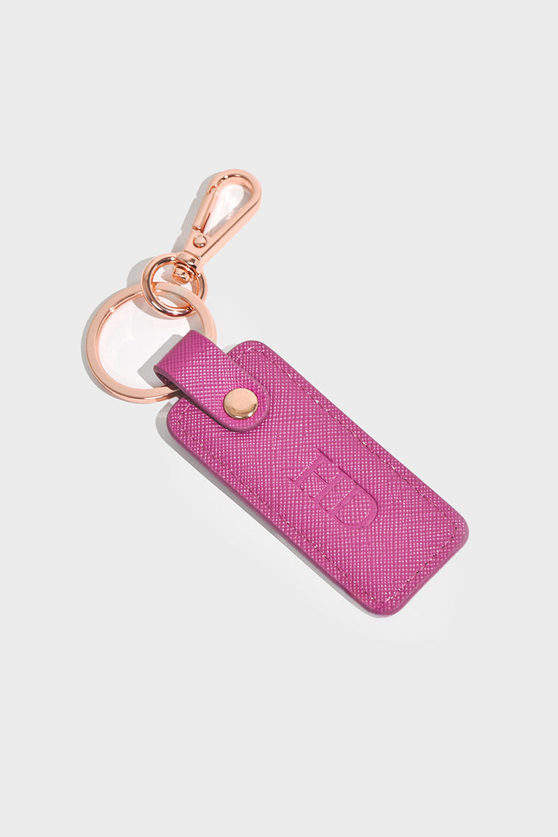 Raspberry Personalised Leather Keyring (Rose Gold)