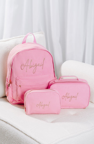 Fairy Floss Pink Personalised Embroidered Backpack Set