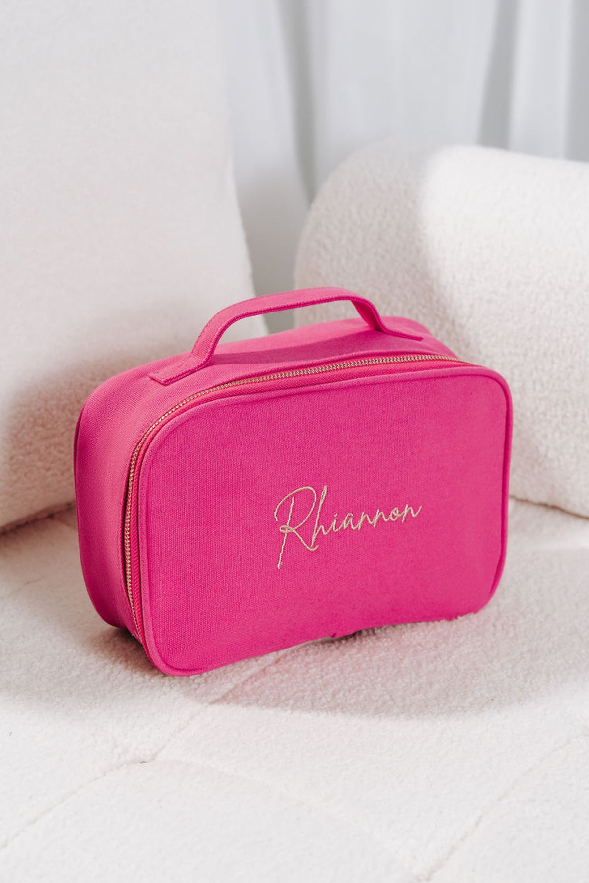 Design E Raspberry Color Bag Raspberry Personalised Embroidered Backpack Set – The Label House ...