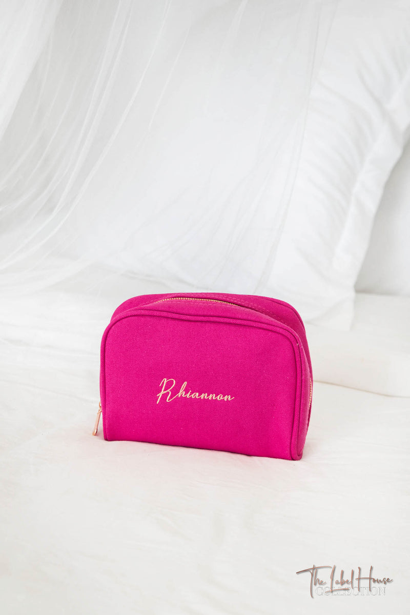 SECONDS STOCK Old Raspberry Personalised Make Up Bag
