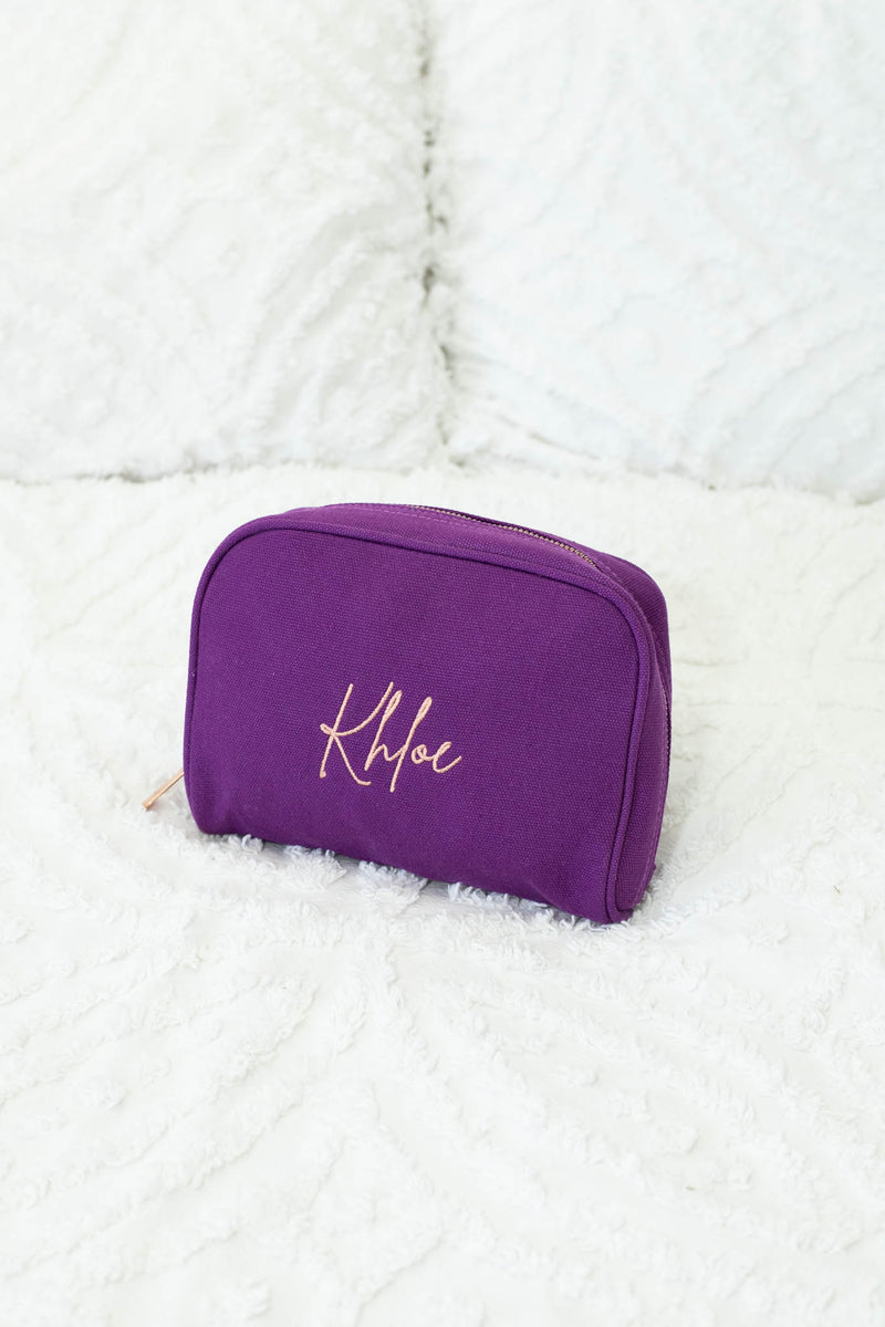 SECONDS STOCK Dark Purple Personalised Make Up Bag