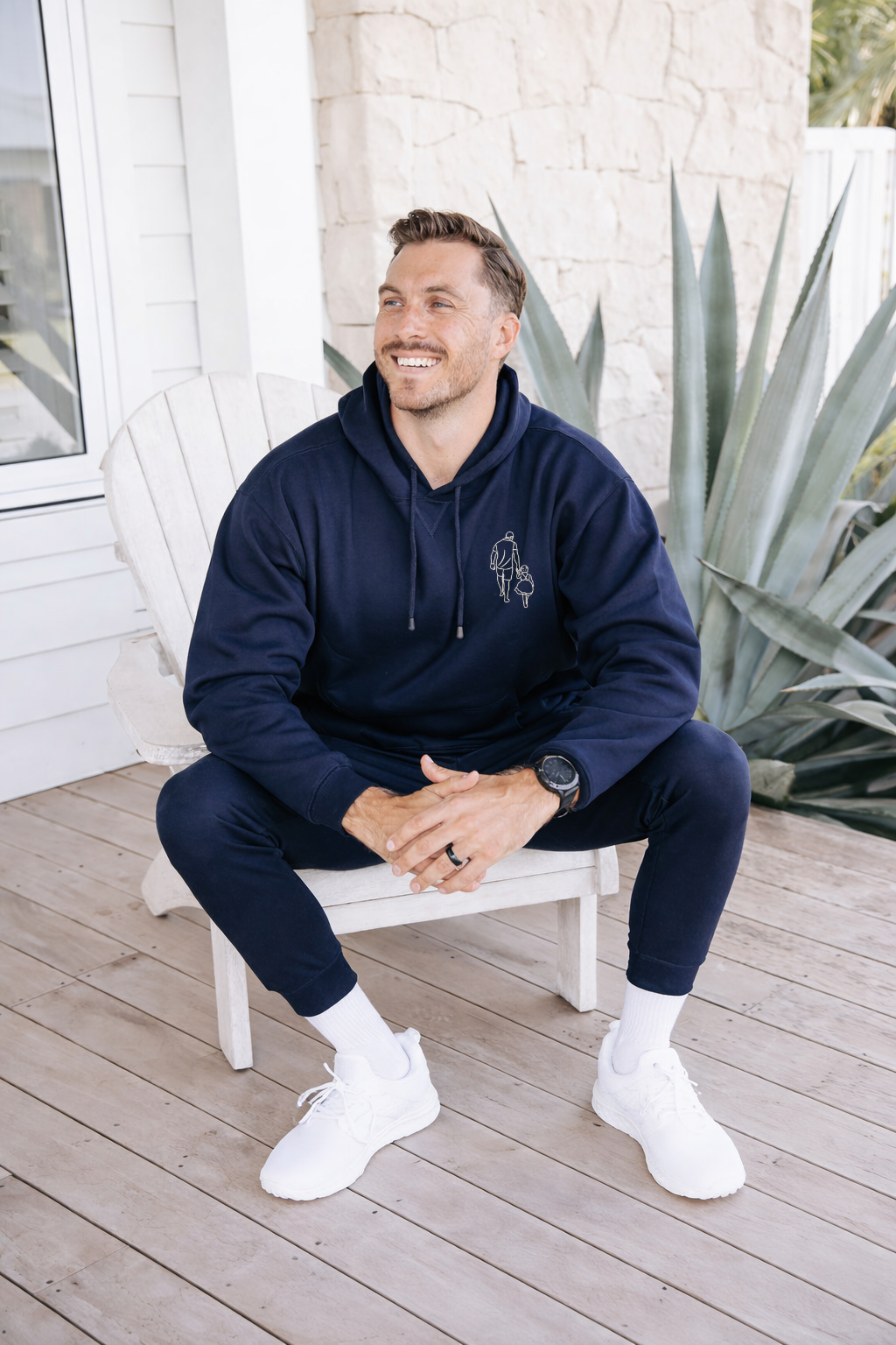 Line Drawing Personalised Hoodie - Navy