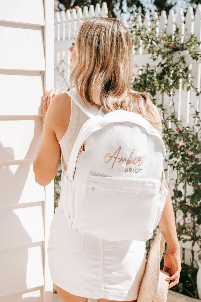 White Personalised Backpack