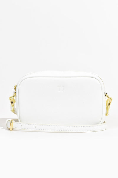 White Personalised Leather Cross Body Bag