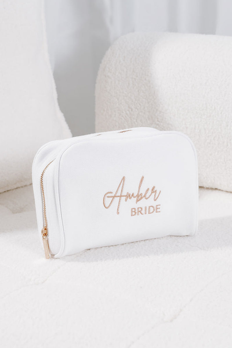 White Personalised Make Up Bag