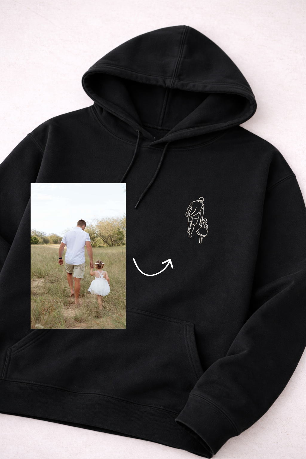 Line Drawing Personalised Hoodie - Black