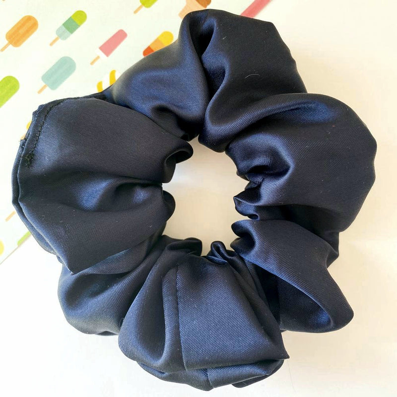 Navy Satin Scrunchie