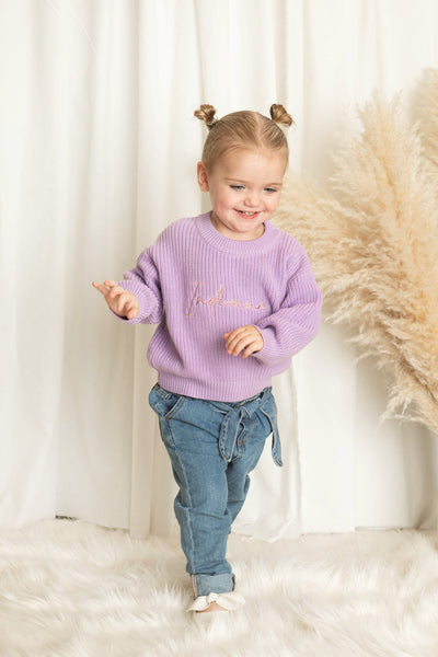 Personalised Baby Lavender Knitted Jumper