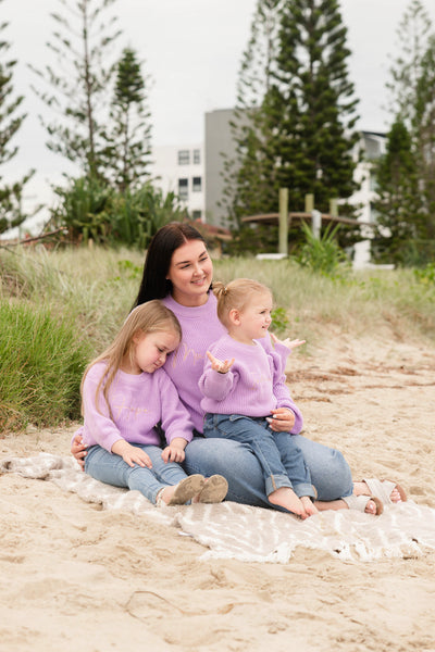 Personalised Kids Lavender Knitted Jumper