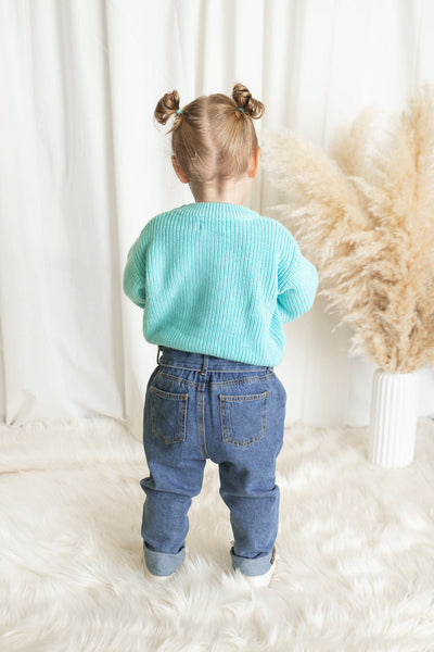 Personalised Baby Ocean Blue Knitted Jumper