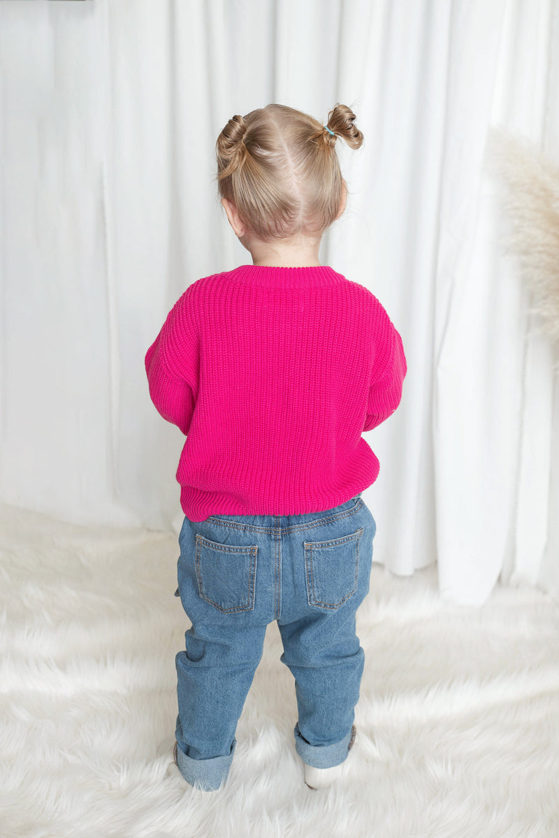 Personalised Baby Raspberry Pink Knitted Jumper
