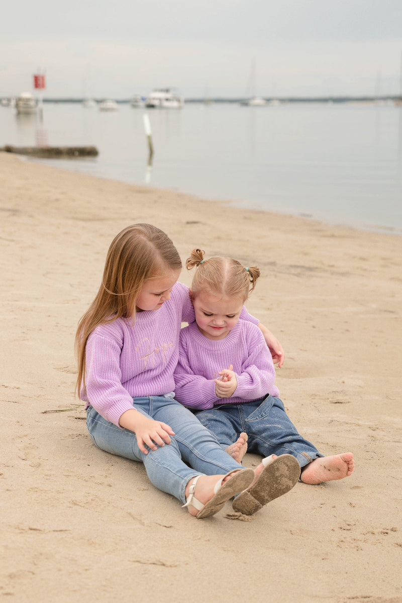 Personalised Kids Lavender Knitted Jumper