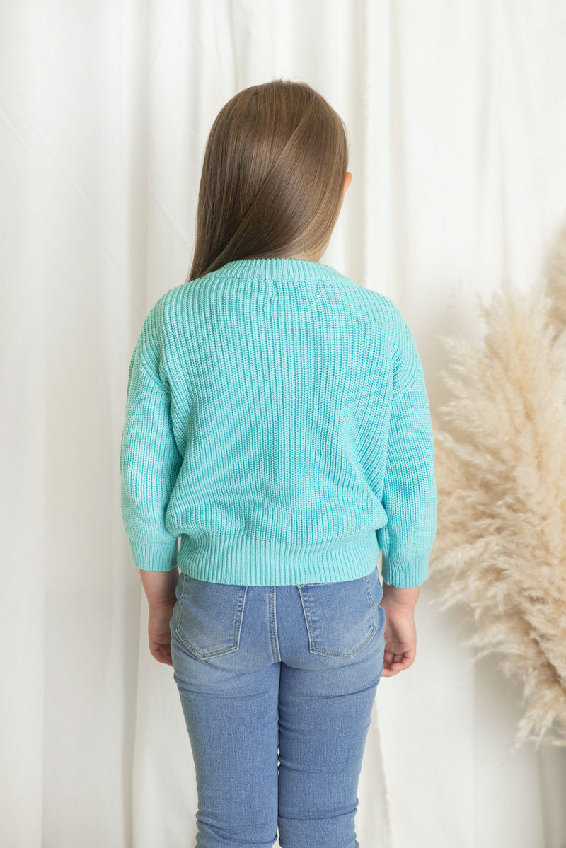 Personalised Kids Ocean Blue Knitted Jumper