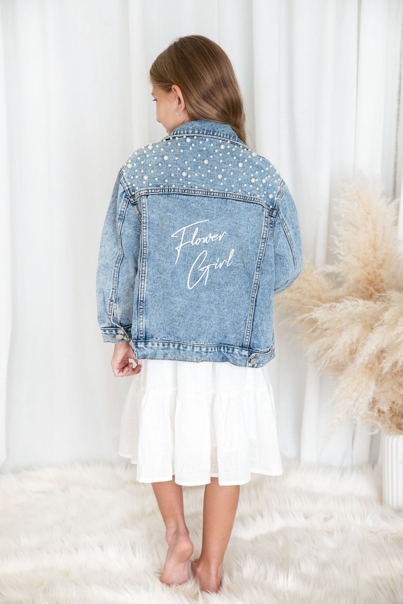 Personalised Pearl Bridal Denim Jacket - The Label House Collection