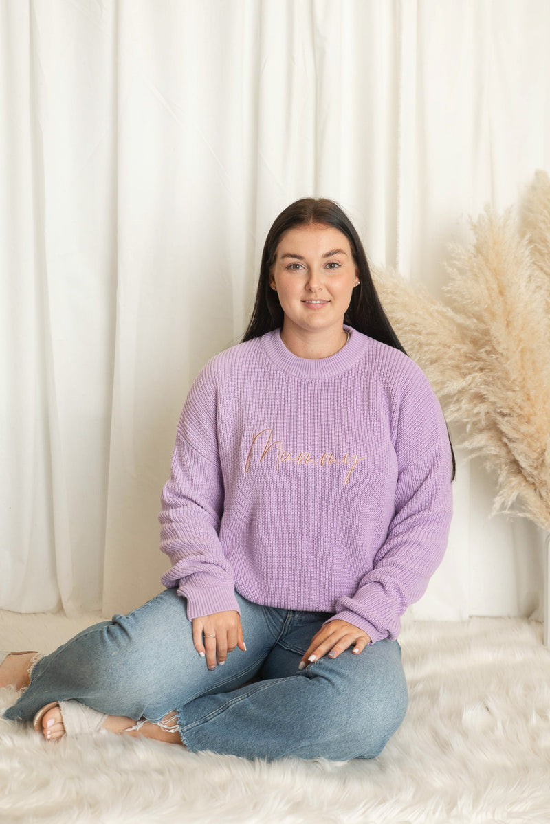 Personalised Ladies Lavender Knitted Jumper