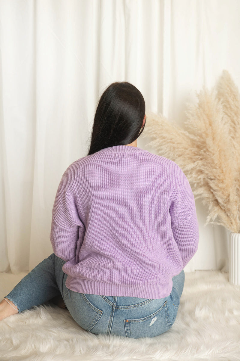 Personalised Ladies Lavender Knitted Jumper