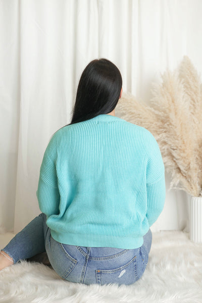 Personalised Ladies Ocean Blue Knitted Jumper