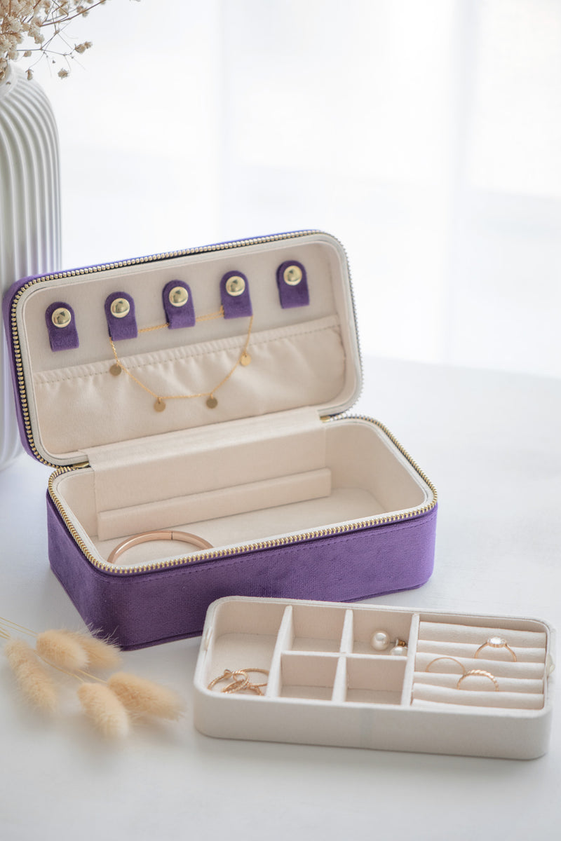 Large Personalised Velvet Jewellery Box - Amethyst