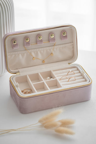 Large Personalised Velvet Jewellery Box - Blush