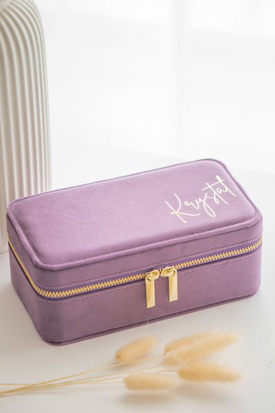 Large Personalised Velvet Jewellery Box - Purple
