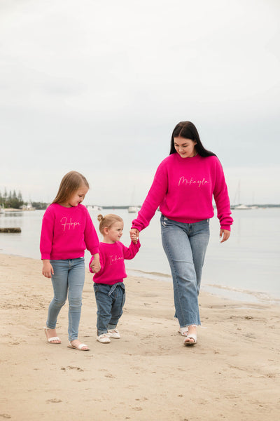 Personalised Ladies Raspberry Pink Knitted Jumper