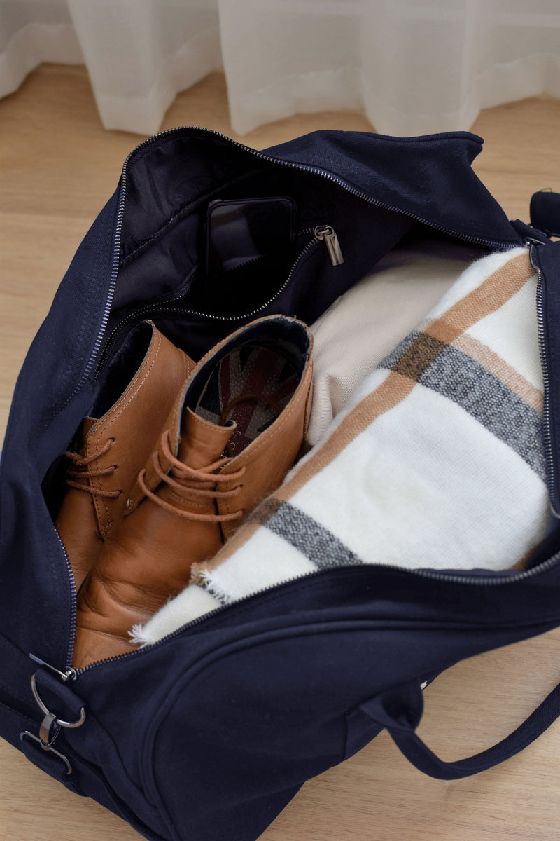 Navy Personalised Duffle Bag (Gunmental Zipper)