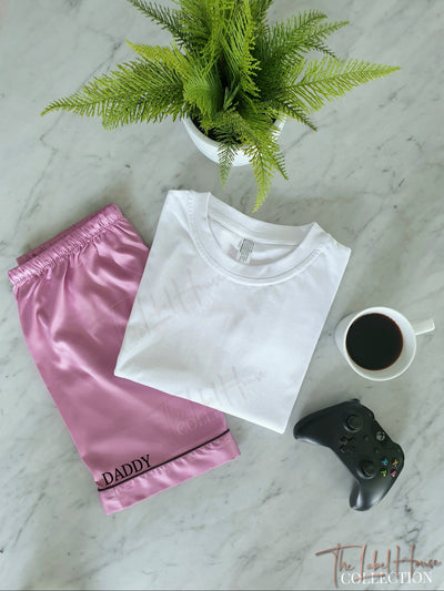 MEN'S Luxury Embroidered Pyjama Set - Dusty Rose
