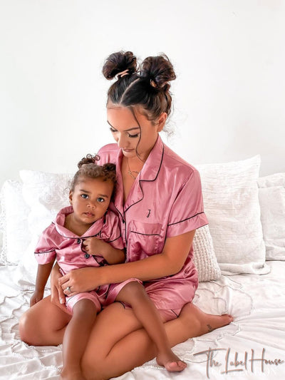 KIDS Luxury Embroidered Pyjama Set - Dusty Rose