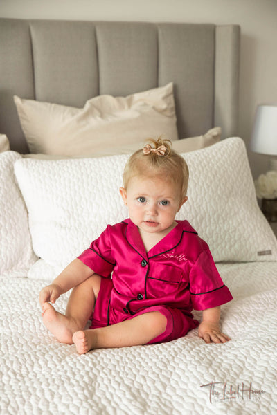 BABY Luxury Embroidered Pyjama Set - Raspberry