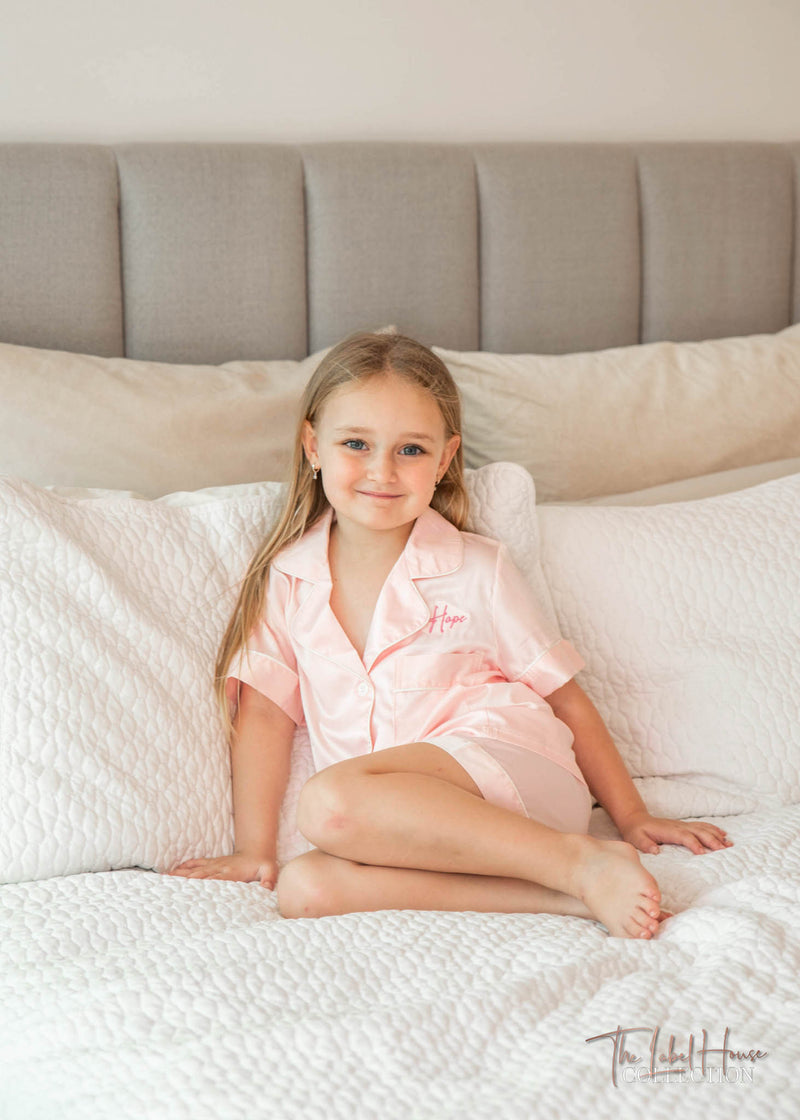 KIDS Luxury Embroidered Pyjama Set - Marshmallow Pink