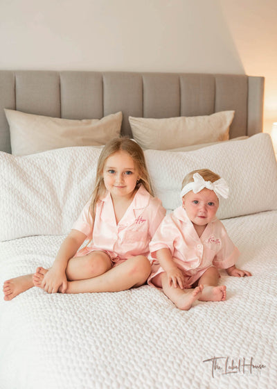 KIDS Luxury Embroidered Pyjama Set - Marshmallow Pink