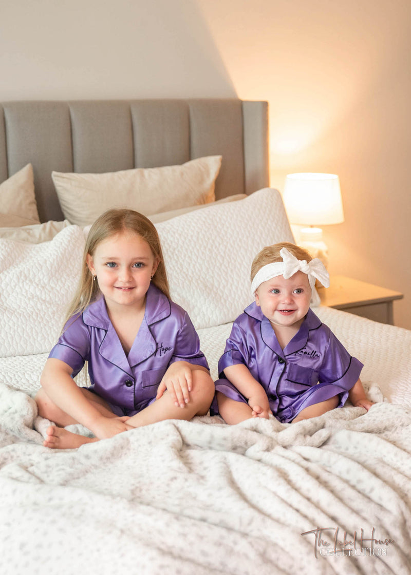 KIDS Luxury Embroidered Pyjama Set - Amethyst