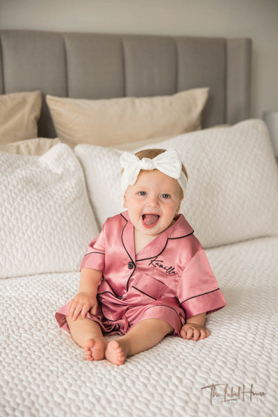 BABY Luxury Embroidered Pyjama Set - Dusty Rose