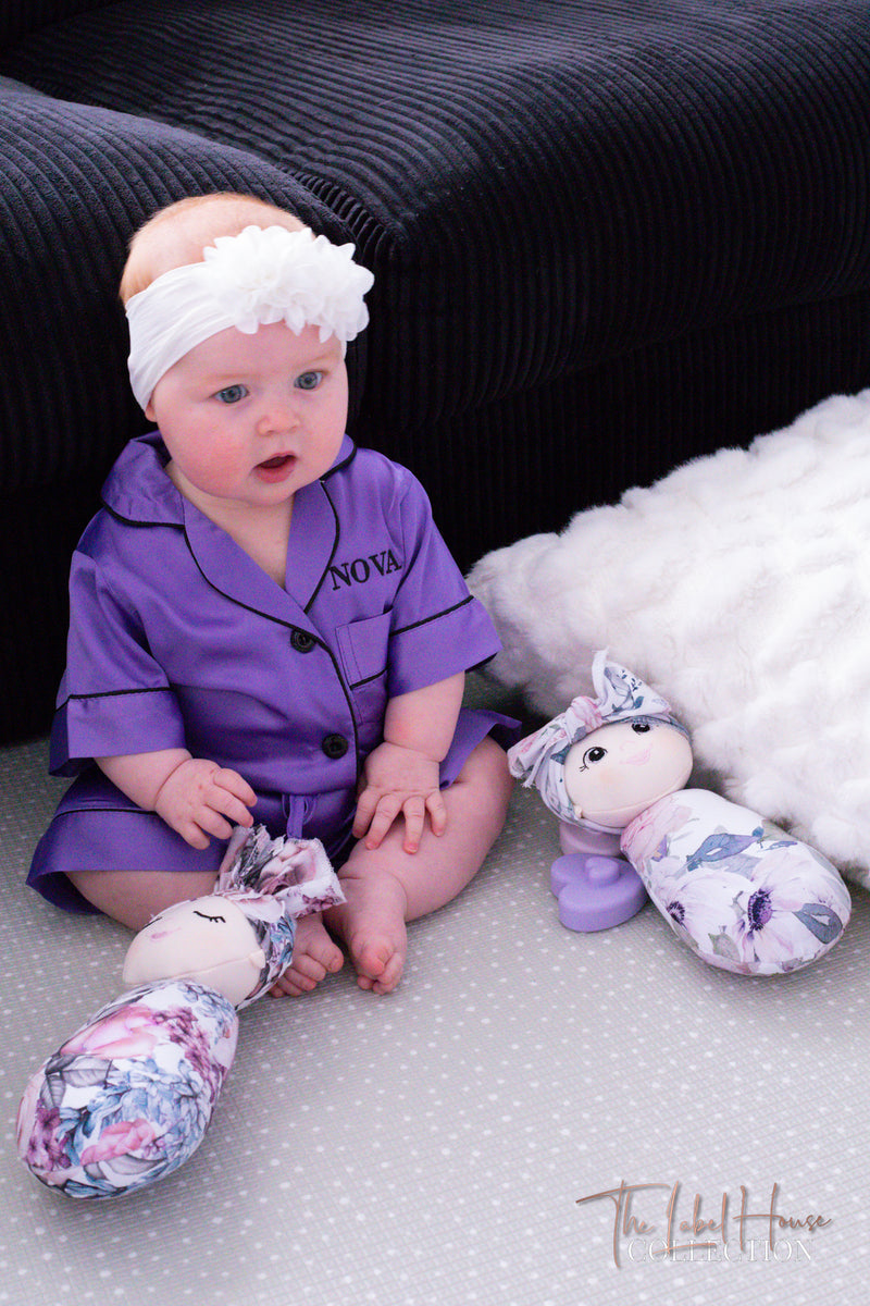 BABY Luxury Embroidered Pyjama Set - Amethyst