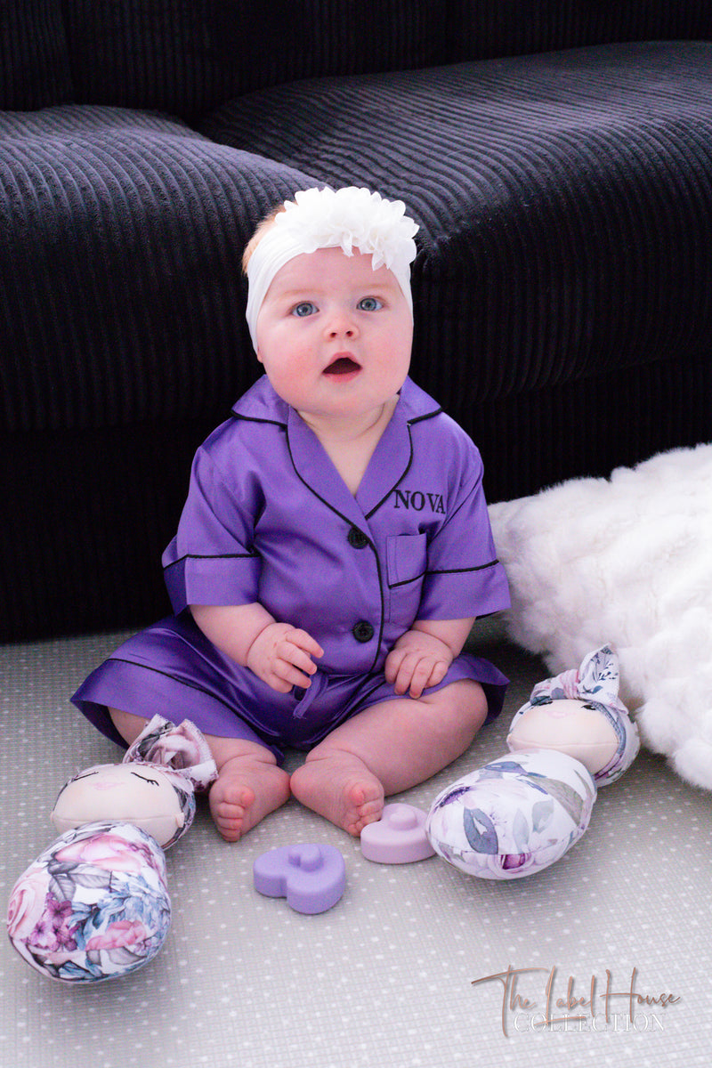 BABY Luxury Embroidered Pyjama Set - Amethyst