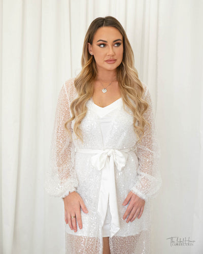 Elizabeth Sparkly Beaded Bridal Maxi Robe and Slip